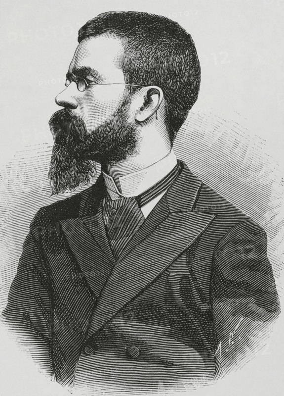 Francisco Tarrega (Francisco de Asis Tarrega Eixea) (1852-1909). Spanish composer and guitarist. Portrait. Engraving. La Ilustracion Espanola y Americana (The Spanish and American Illustration), 1883.