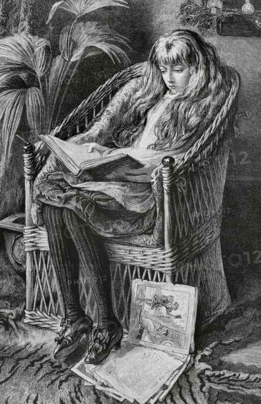 Fairy Tales"". Engraving after the painting by the British watercolourist Mary L. Gow (1851-1929). La Ilustracion Espanola y Americana (The Spanish and American Illustration), 1883.