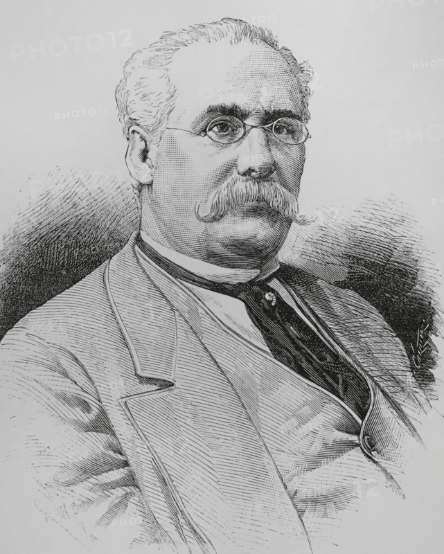 Teodoro Guerrero Pallares (1824-1904). Cuban writer, jurist and politician. He studied jurisprudence in Spain. Served in various posts in the Cuban administration. He was elected deputy deputy for the island of Puerto Rico in the Spanish general elections of 1879 and 1884. Portrait. Drawing by Badillo. Engraving by Arturo Carretero (1852-1903). The Spanish and American Illustration (La Ilustracion Espanola y Americana), 1884.