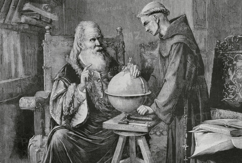 Galileo Galilei (1564-1642). Italian astronomer, mathematician and physicist. Galileo demonstrating the new astronomical theories at the University of Padua. Engraving after a painting of 1873 by Mexican artist Felix Parra (1845-1919). The Spanish and American Illustration (La Ilustracion Espanola y Americana), 1884.