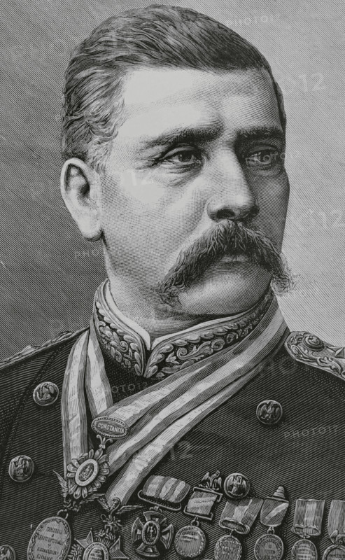 Porfirio Diaz (1830-1915). Mexican military and politician. President of Mexico on seven occasions, between 1877 and 1911. Portrait. Engraving by Arturo Carretero (1852-1903). La Ilustracion Espanola y Americana (The Spanish and American Illustration), 1884.