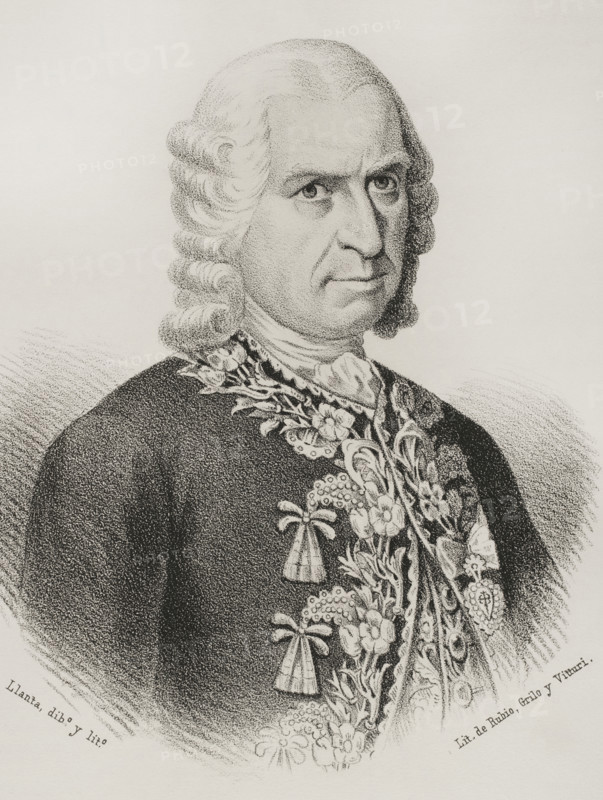 Francisco Cagigal de la Vega (Francisco Antonio Cagigal de la Vega) (1691-1777). Spanish military officer. Governor and Captain General of the island of Cuba (1747-1760), governor of the city of Santiago de Cuba and interim viceroy of New Spain (1760). Portrait. Drawing by Llanta. Lithography. Cronica General de Espana, Historia Ilustrada y Descriptiva de sus Provincias (General Chronicle of Spain, Illustrated and Descriptive History of its Provinces), Antilles, 1871.
