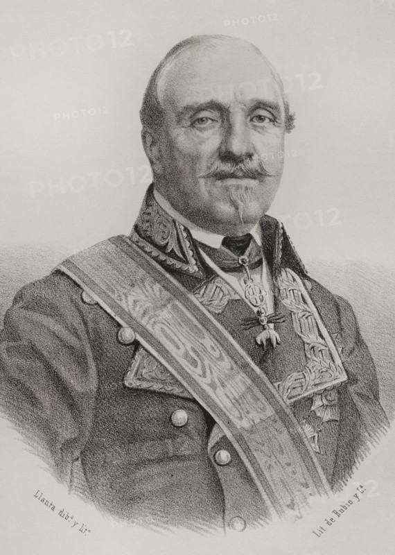 Leopoldo O'Donnell (1809-1867). Spanish military and politician. President of the Spanish government on several occasions after Espartero's Progressive Biennium (1854-1856). Portrait. Drawing by Llanta. Lithography. Cronica General de Espana, Historia Ilustrada y Descriptiva de sus Provincias (General Chronicle of Spain, Illustrated and Descriptive History of its Provinces), Antilles, 1871.