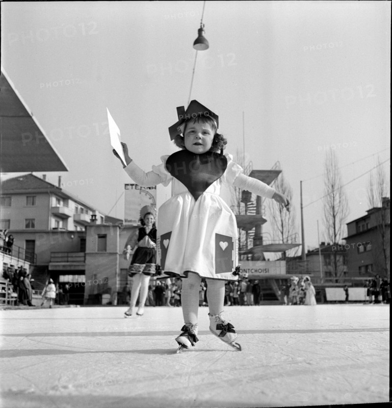 Children's carnival on the ice rink, Lausanne 1948.