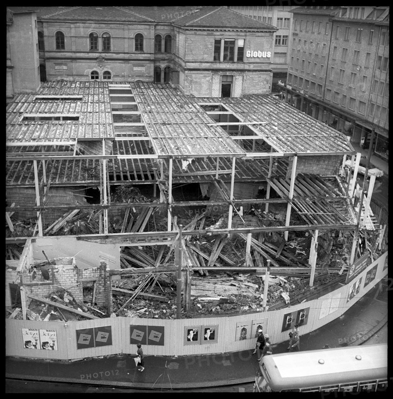 Demolition of Globus at Lowenplatz, Zurich 1961.