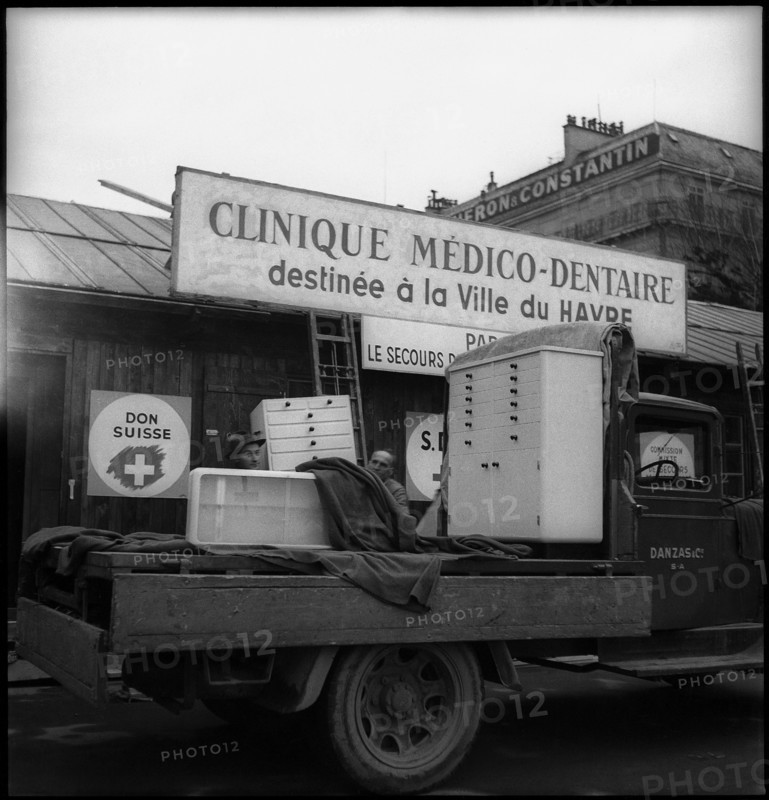 After World War 2: auxiliary dental clinic for Le Havre, 1945.