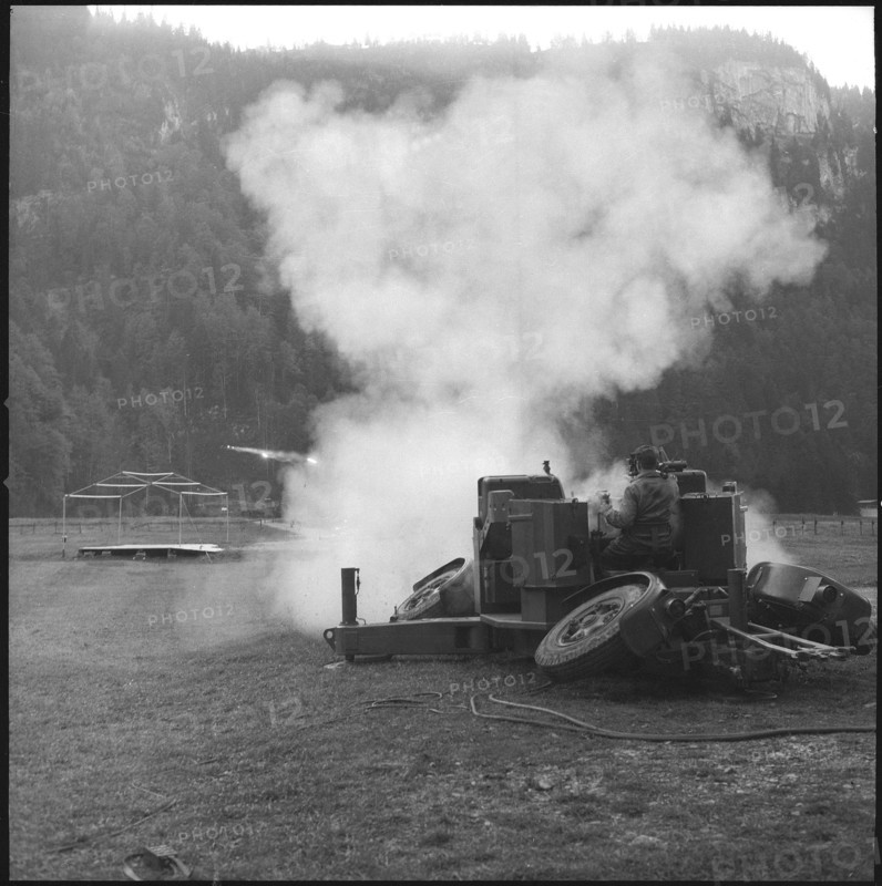 Anti-aircraft guided weapon at target practice, Studen 1959.