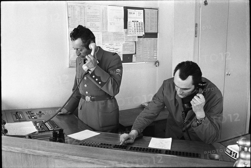 Motorway traffic surveillance by police headquarters Bursins, 1971.