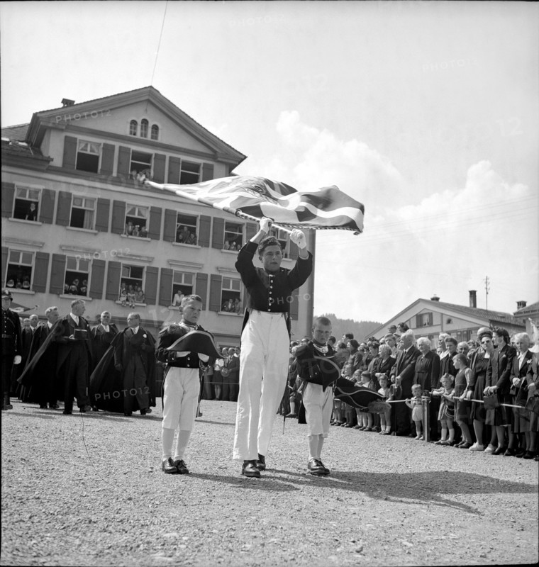 Flag swinger at Innerrhoden voter's meeting 1949.