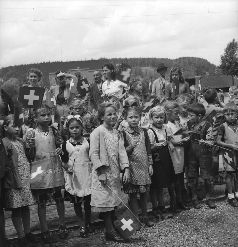 Official opening of the railway line Koblenz - Eglisau, 1945.