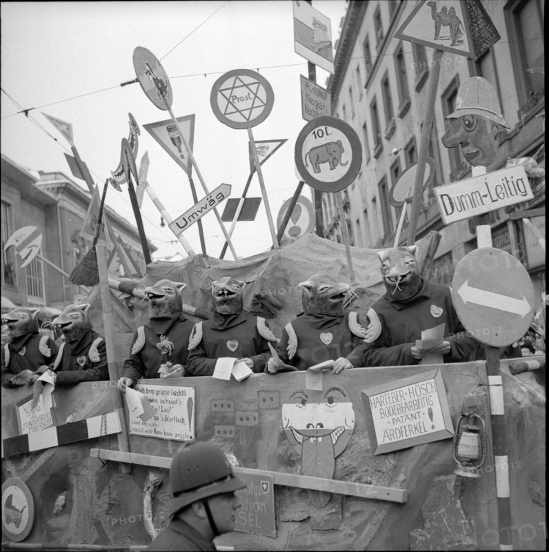 Carnival procession in Basel, 1950.