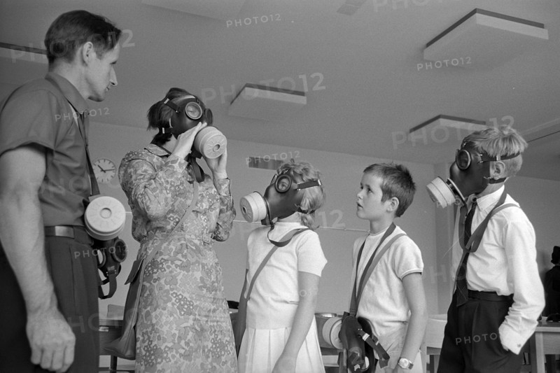 Testing the new gas masks for civilians, 1967.