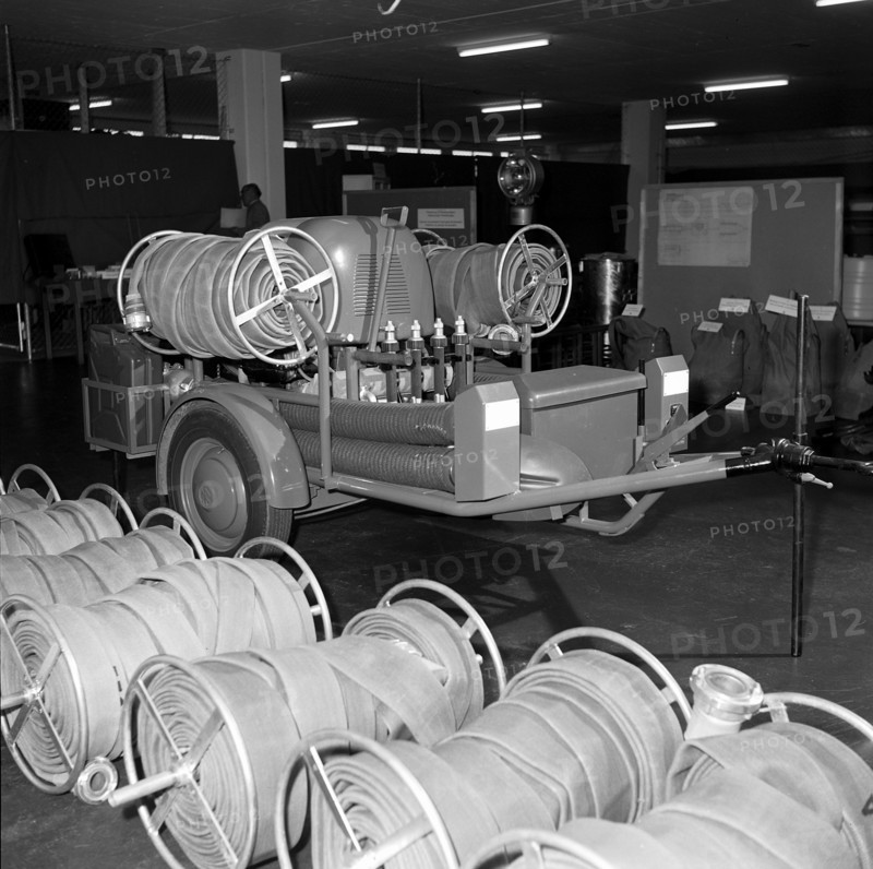 Equipment in the armoury of the civil defence headquarters, 1966.