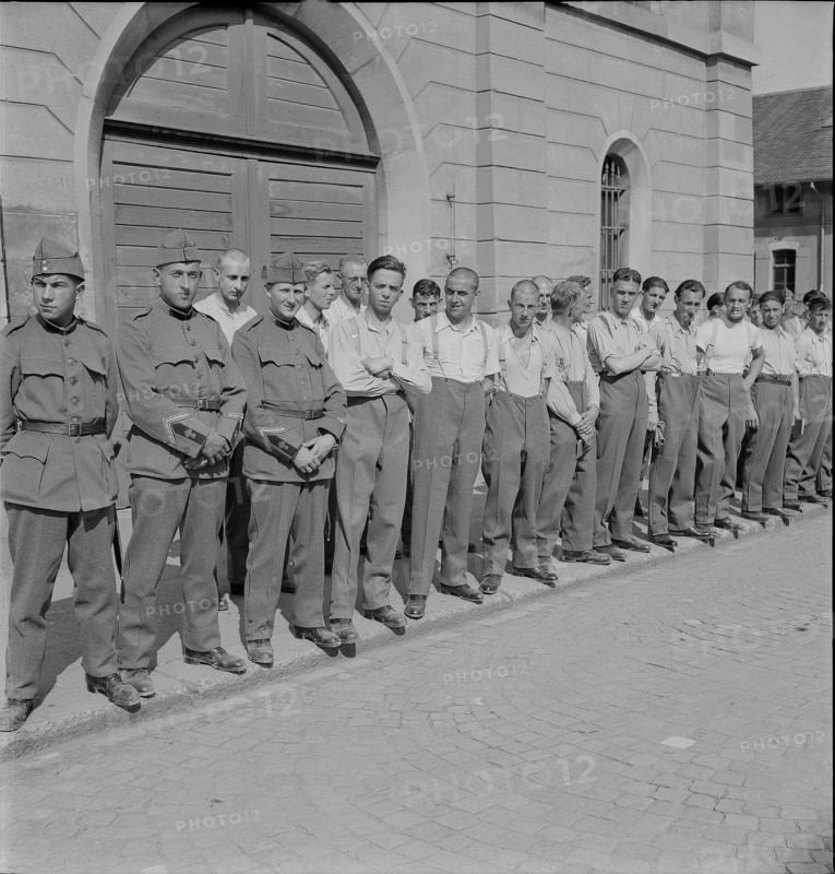Kitting out of newly called up recruits; 1940.
