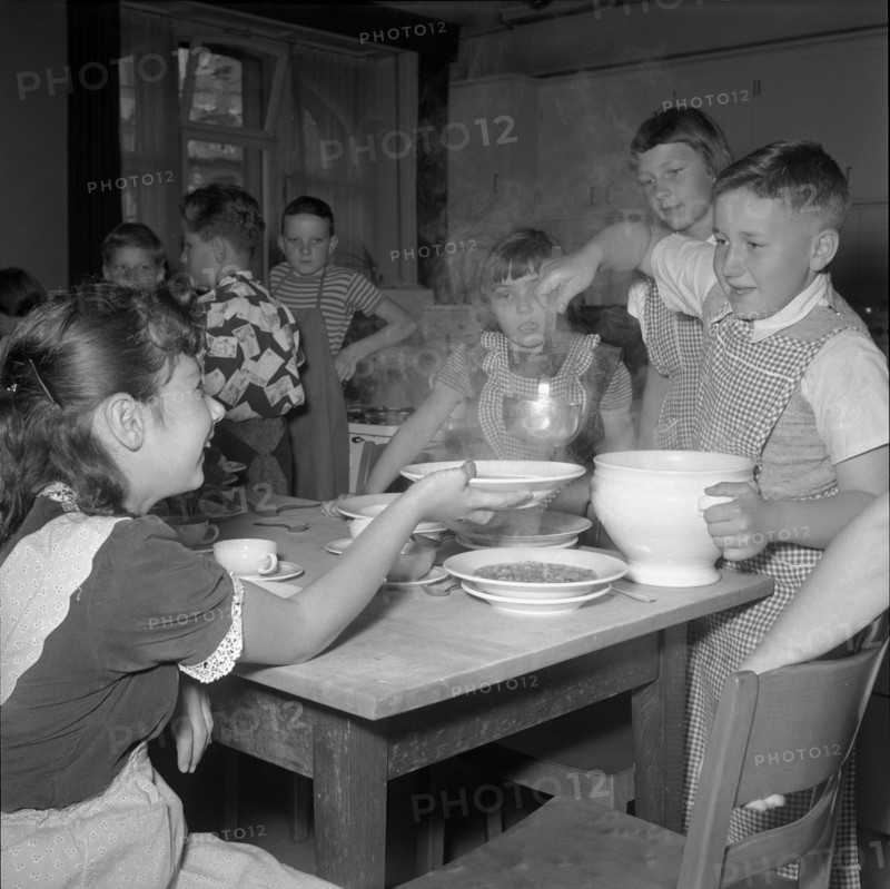 Cookery course for children in Zurich, 1955.
