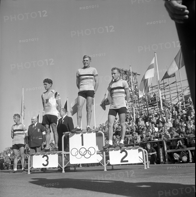 Olympic Games Helsinki 1952: 3. Ziegler, 1. Noyelle, 2. Grondelaers.
