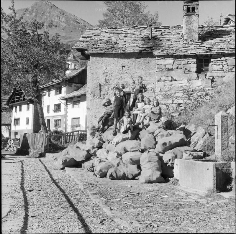 Children in the Walser village Bosco Gurin 1956.