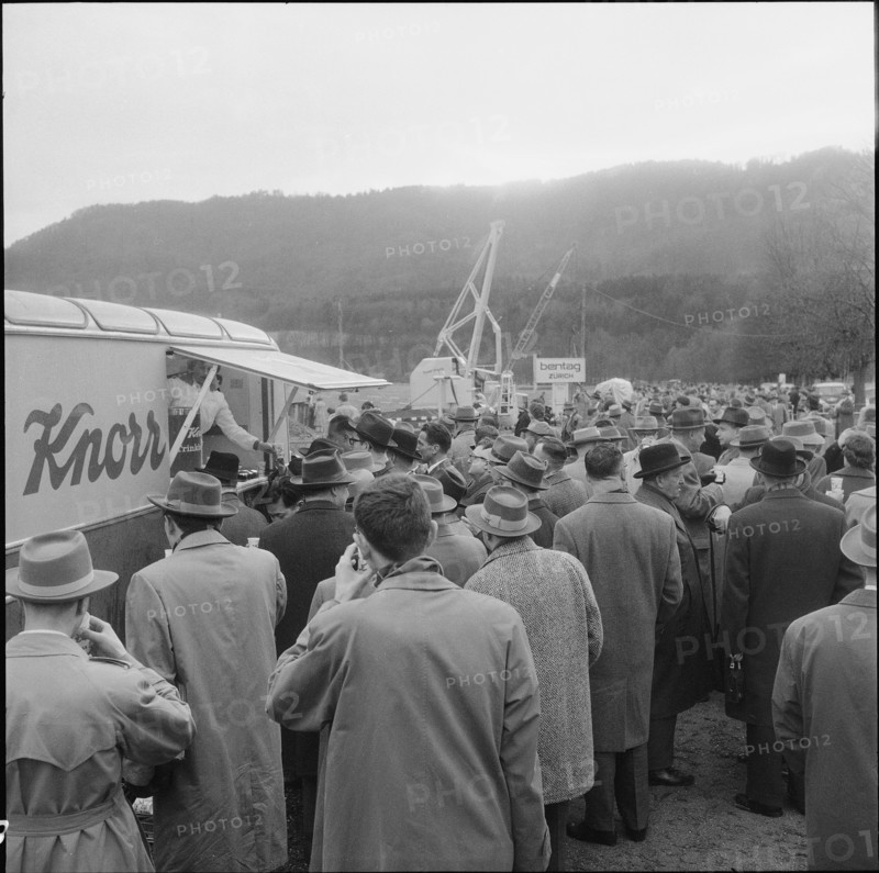Spectators of exhibition, noise abatement, Zurich 1960.