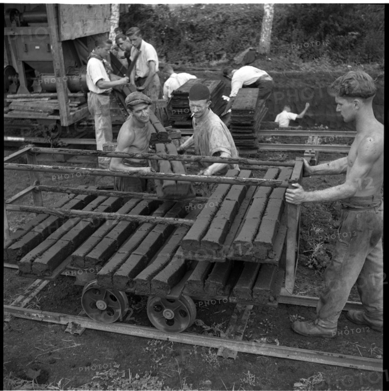 Peat briquette factory Kueffer, Ins Anet 1942.