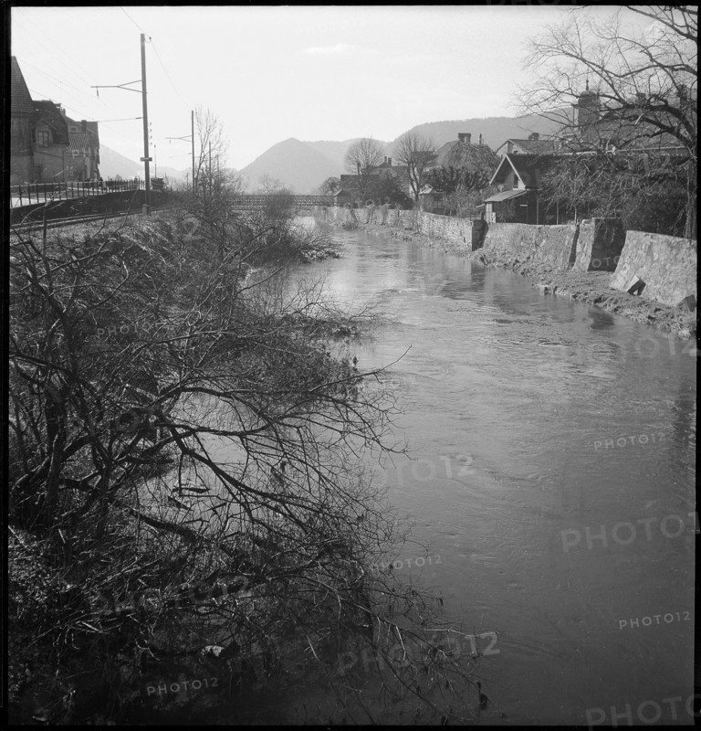 Val de Travers: L' Areuse river in Couvet; 1950.