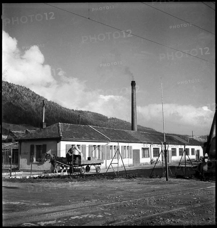 Val de Travers, Fleurier, rubber factory; 1950.