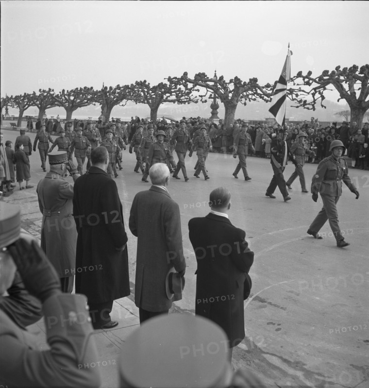 Military parade on Quai du Montblanc, Geneva 1951.