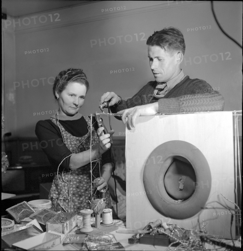 Manufacturing of the hats for Silvesterchlausen in Urnaesch, 1945.