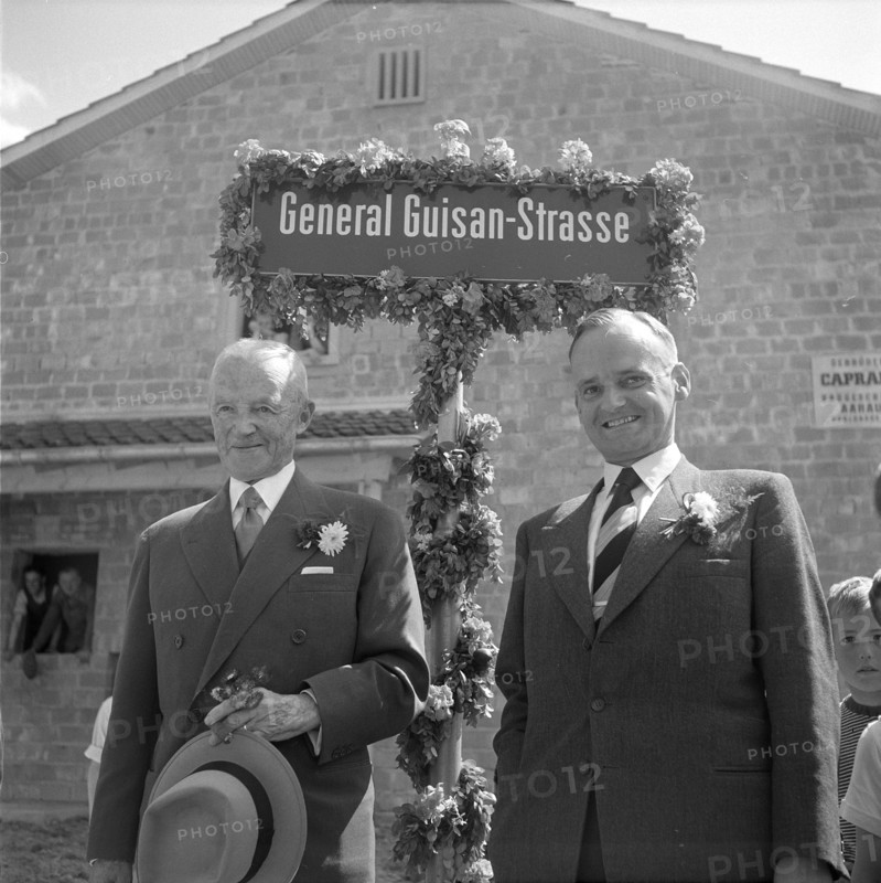Aarau, Henri Guisan, Erich Zimmerlin, opening of the General Guisan street; 1955.