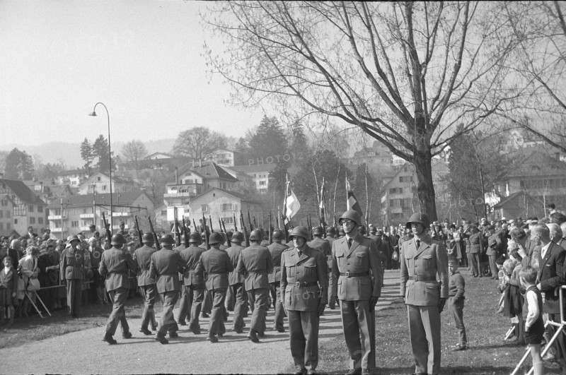 Handing over of flags to fusiliers, Zurich 1961.