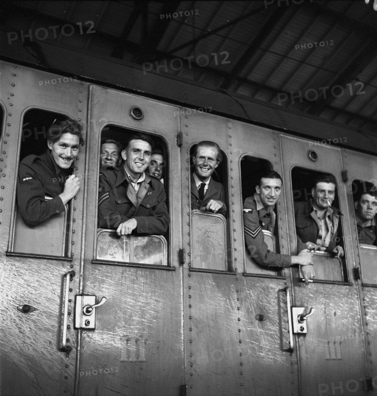British Army Tommies on train back home 1945.