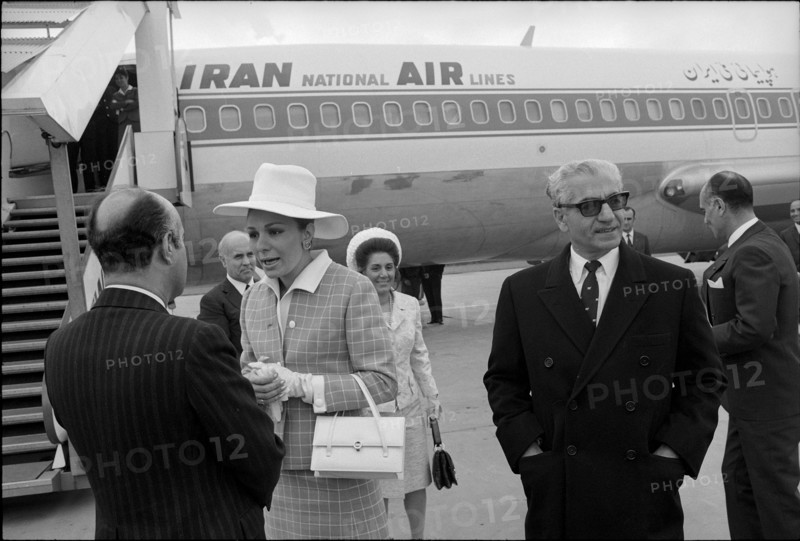 Farah Diba and Reza Palavi arriving in Zurich, 1970.