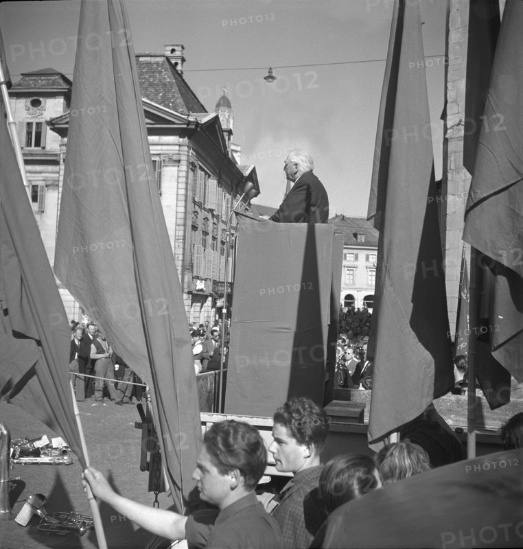 Jacques Schmid speaking at May Day rallies in Zurich 1950.