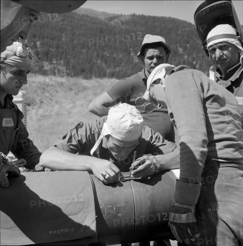 St. Pierre; workers laying a pipeline; 1962.