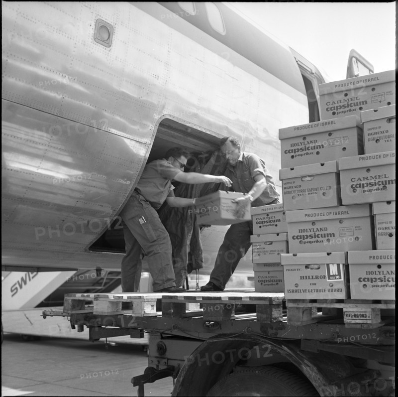 Fresh vegetables from Israel, airport Zurich-Kloten 1966.