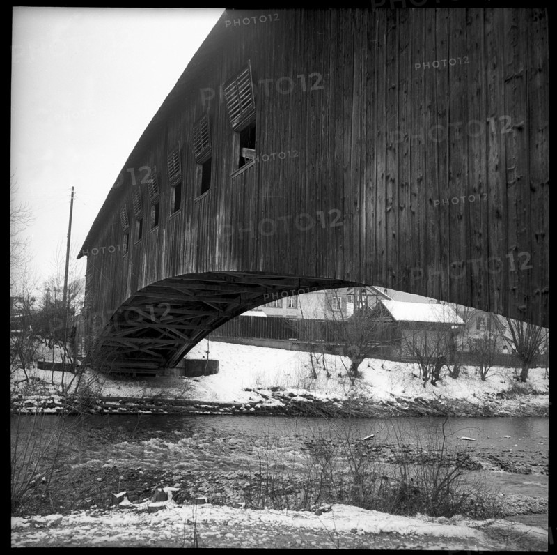 Roofed wooden bridge, Hasle-Ruegsau; 1955.
