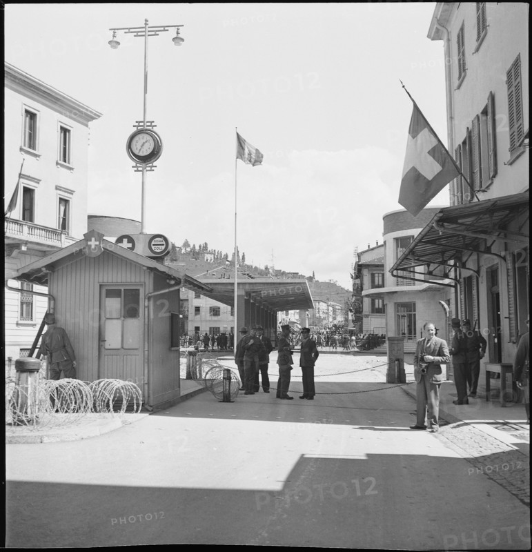 Swiss border in Chiasso, end of war, 1945.