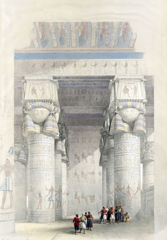 View under the portico of the Temple of Dendera