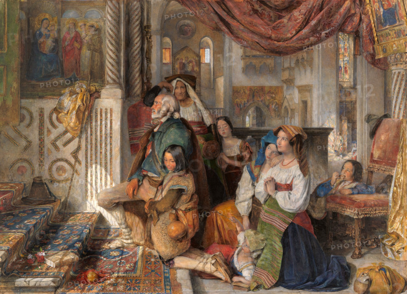Roman pilgrims in a pilgrimage church