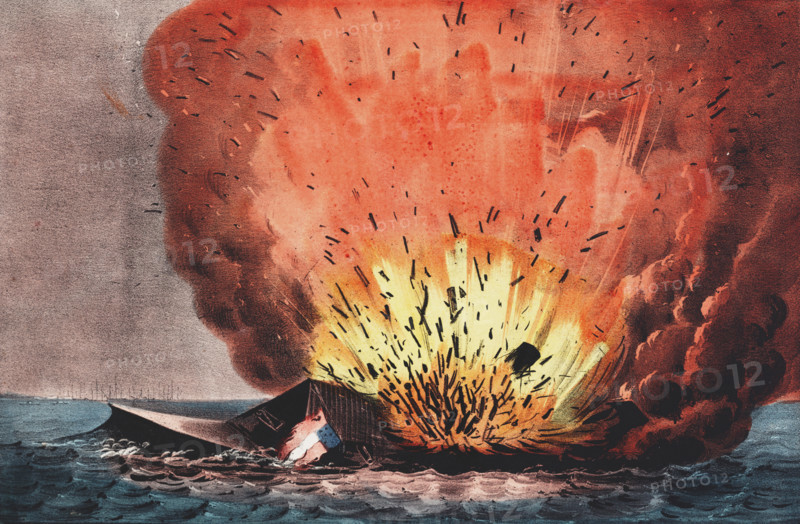 Destruction of the rebel ship Merrimac off Craney Island on May 11