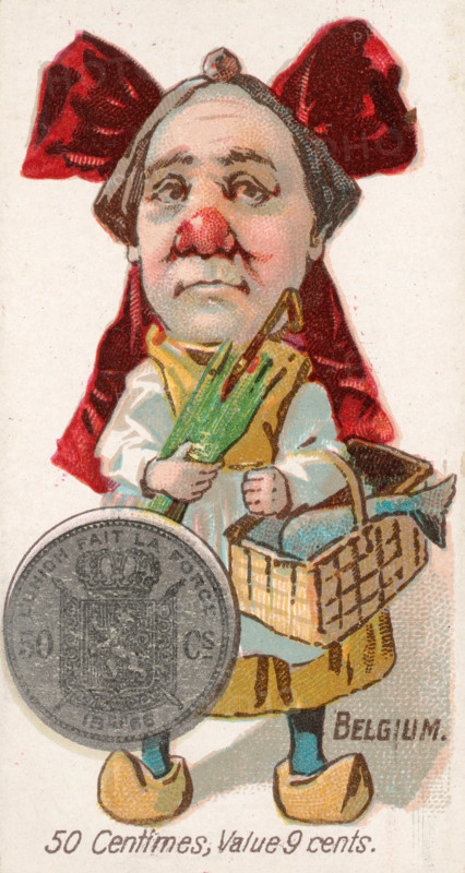Coins from various countries with symbolic people
