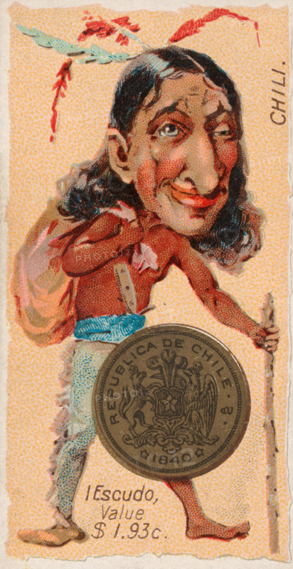 Coins from different countries with symbolic people
