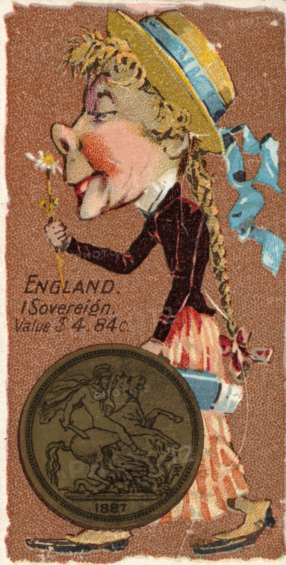 Coins from different countries with symbolic people