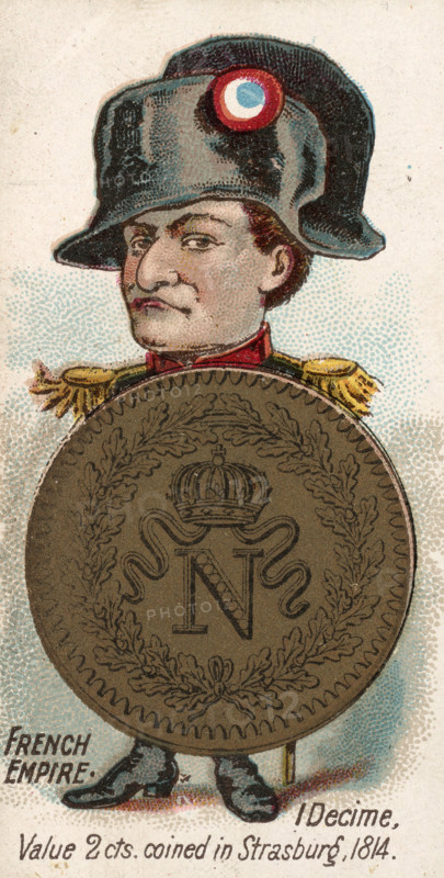 Coins from different countries with symbolic people