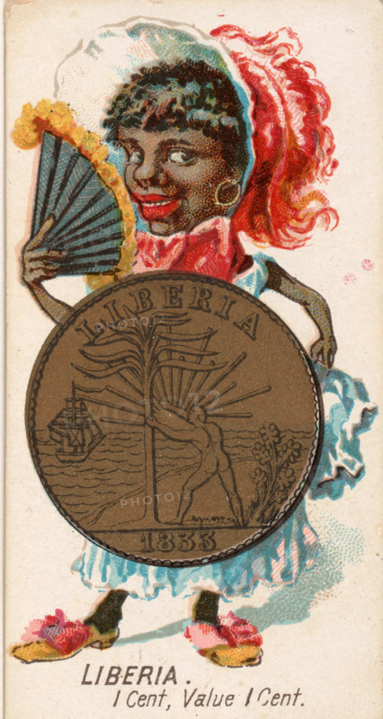 Coins from various countries with symbolic people