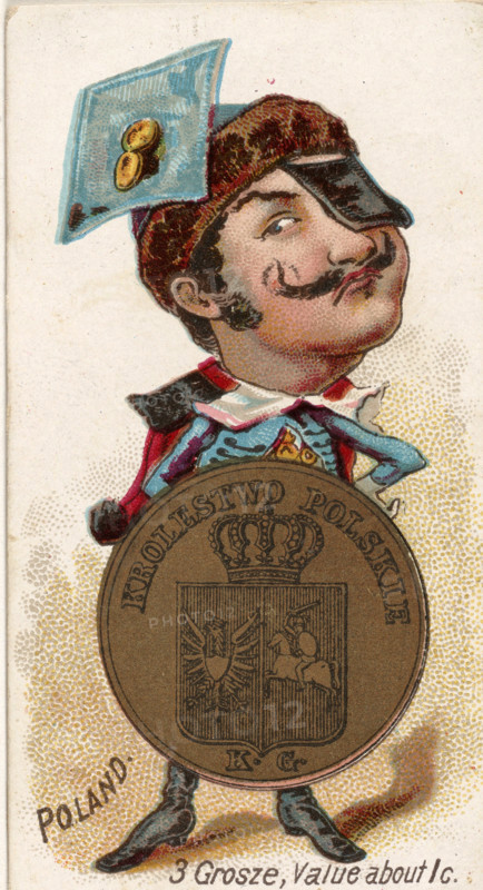 Coins from various countries with symbolic people