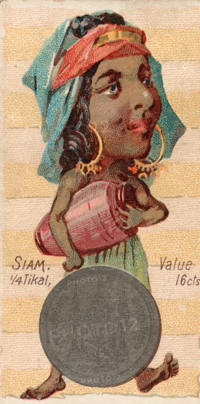 Coins from various countries with symbolic people