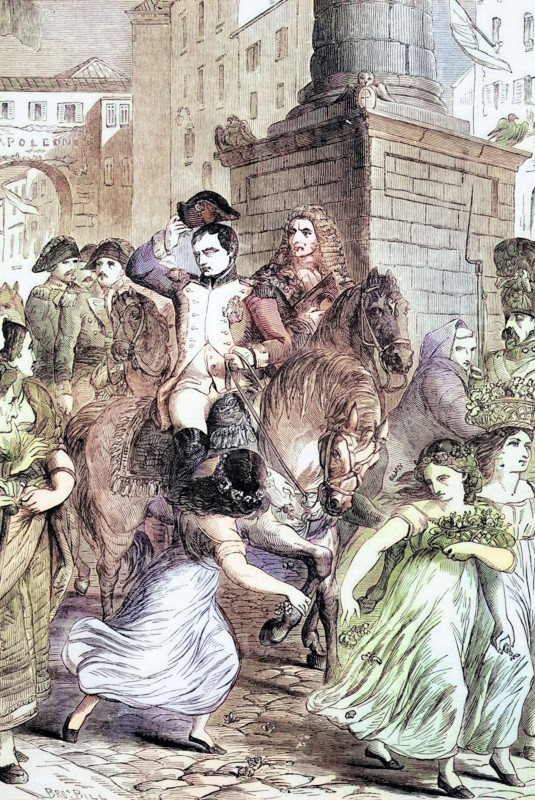 Napoleon I entering Milan when he was crowned in the cathedral on 26 May 1805. thus becoming King of the newly founded Kingdom of Italy. digital reproduction of a historical original