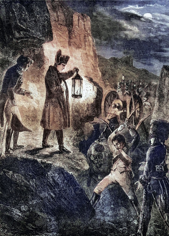 Relief of the artillery of French Marshal Michel Ney during the Battle of Jena on 14 October 1806 on the plateau west of the Saale in Germany between the French forces of Napoleon I and Frederick William III of Prussia. digital reproduction of a historical original