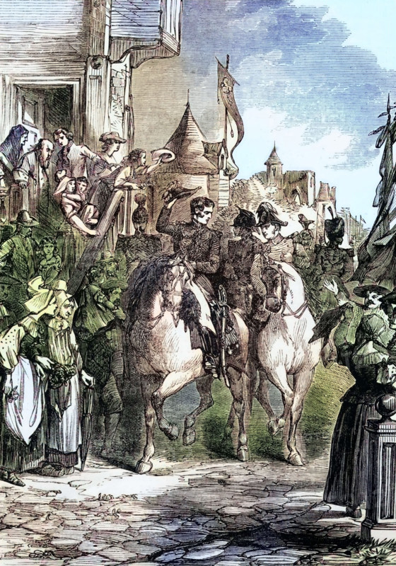 The Duke of Wellington and the British forces invade France in 1813. digital reproduction of a historical original