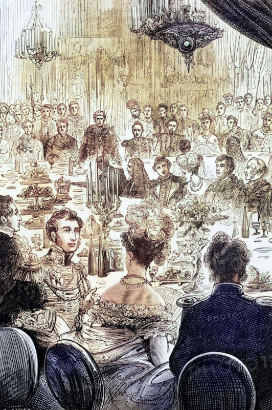 A banquet for the Emperor of Russia. the King of Prussia. etc. in the Guildhall. London. England. 1815. digital reproduction of a historical original